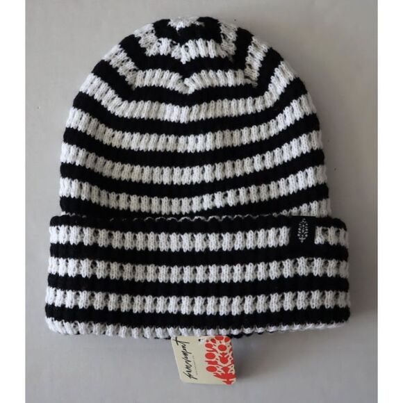 Free People Movement NF42301 Women's Black/White Stripe It Up Cool Down Beanie - Picture 1 of 9